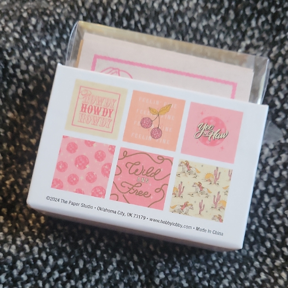 4/$20 The Paper Studio Pink Western Card Set